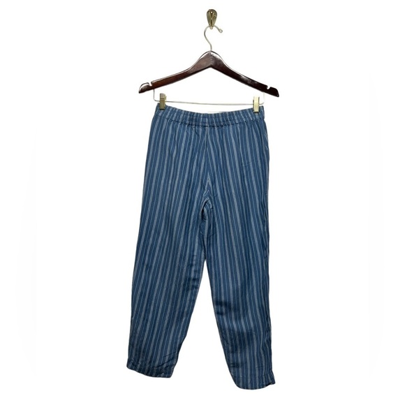 MADEWELL Linen-Blend Track Trousers Stripe Distant Ocean XS - Picture 10 of 13